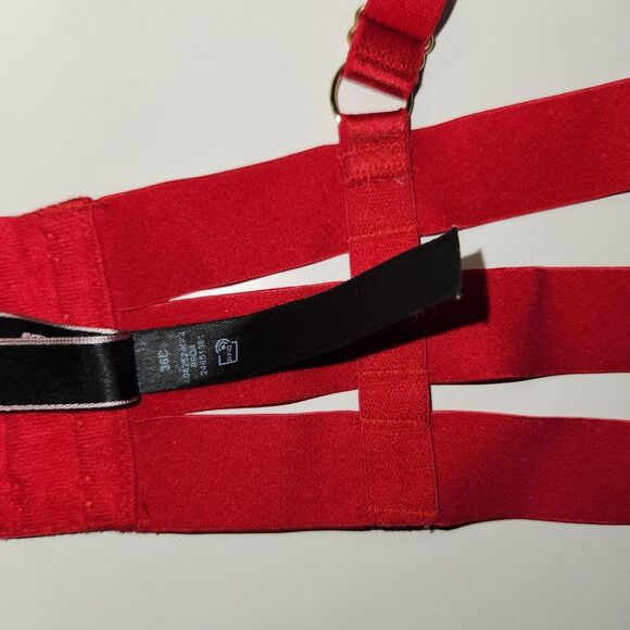 Victoria’s Secret Very Sexy Red Strappy Open Cup Balconet Bra 36C - Picture 9 of 10